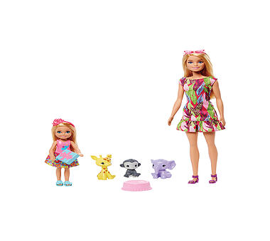 MATTEL Dschungelabenteuer Barbie und Chelsea Spielset mit Zubehör